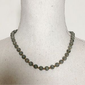 MONET Gray Marble tone Beads with Gold Tone Spacers Necklace